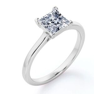 NWT-2 Carat Princess Cut - Solitaire Engagement Ring in 18K White Gold Plating